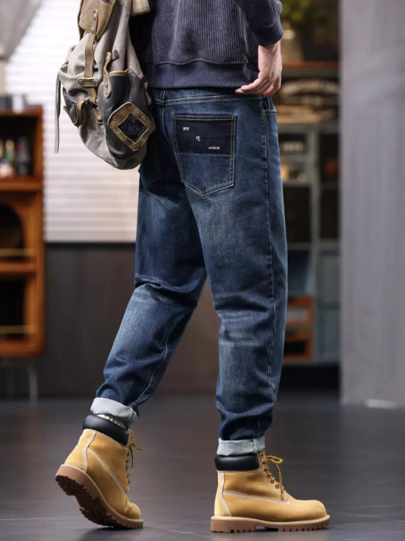 Men's Plus Size Drawstring Waist Relaxed Fit Jeans by Partner Label
