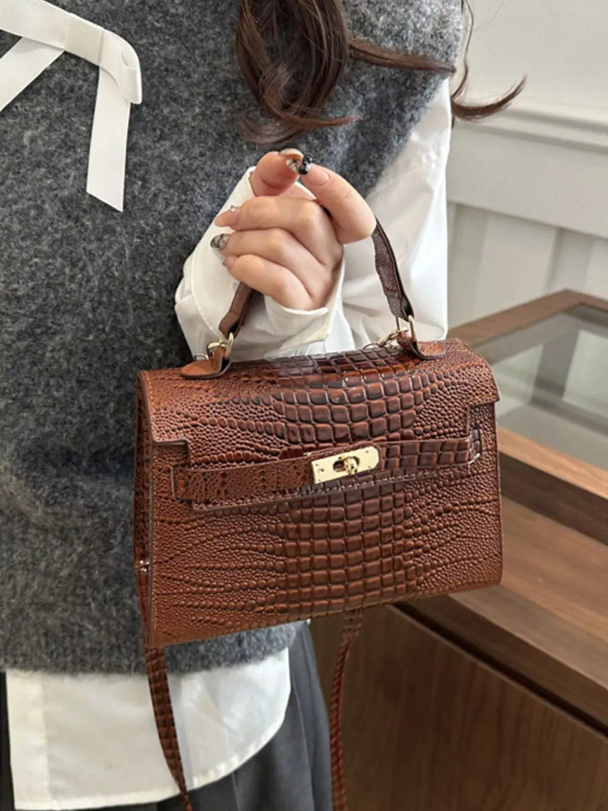 Embossed Flap Crossbody Bag by Partner Label