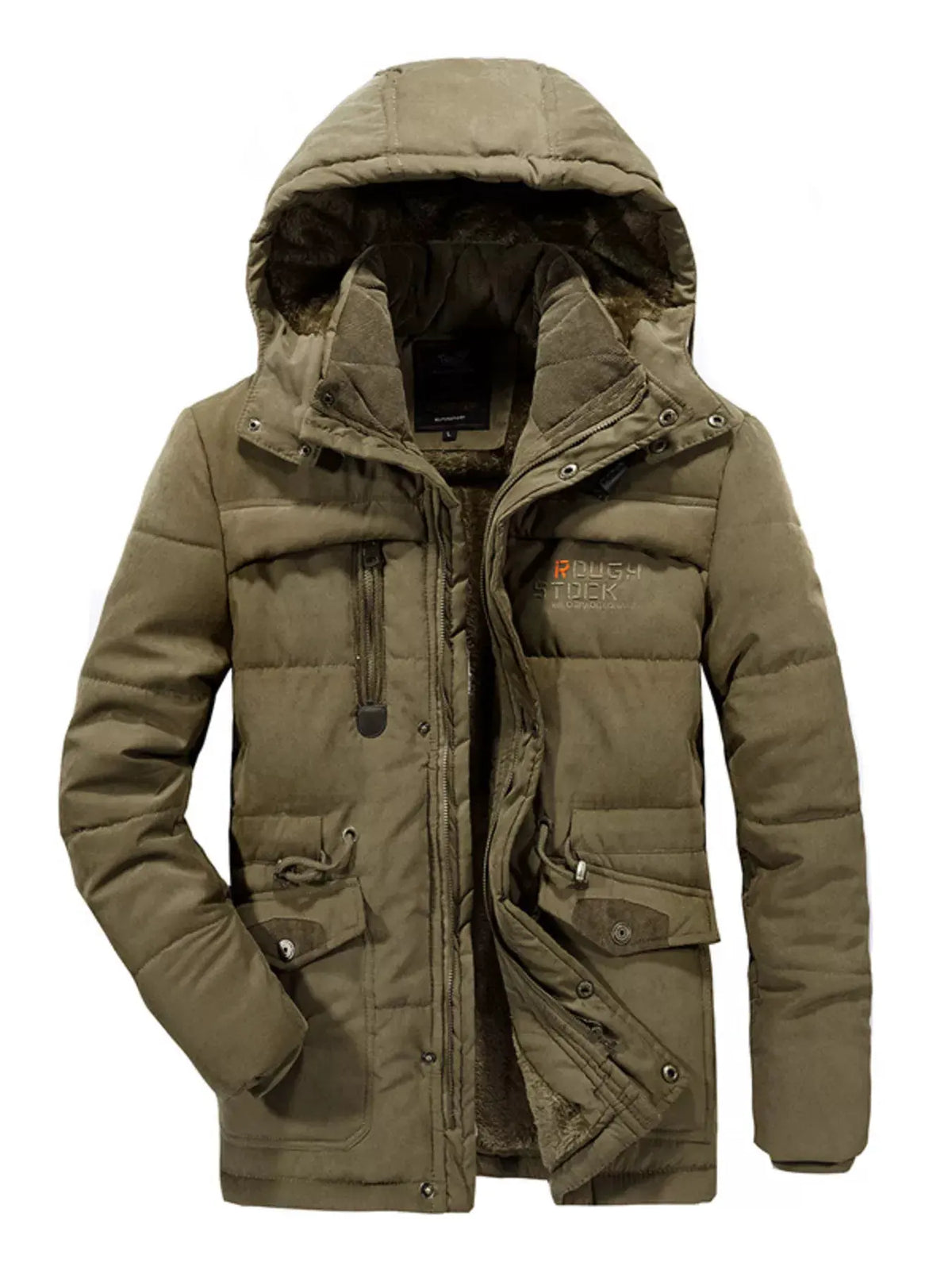 Men's Plus Size Hooded Zip Up Parka Coat by Partner Label
