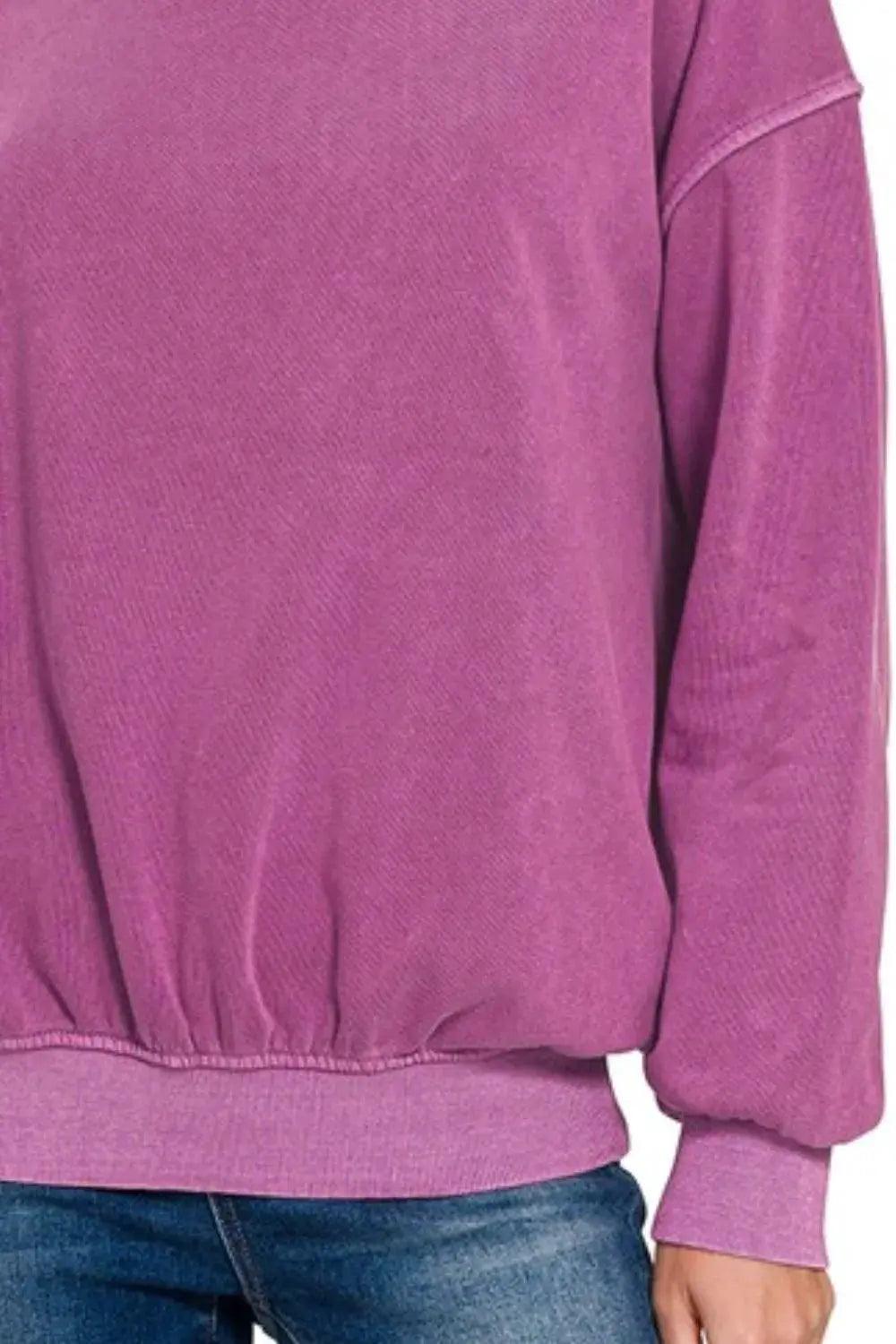 Zenana Soft Fleece Pigment Dye Round-neck Sweatshirts by Zenana
