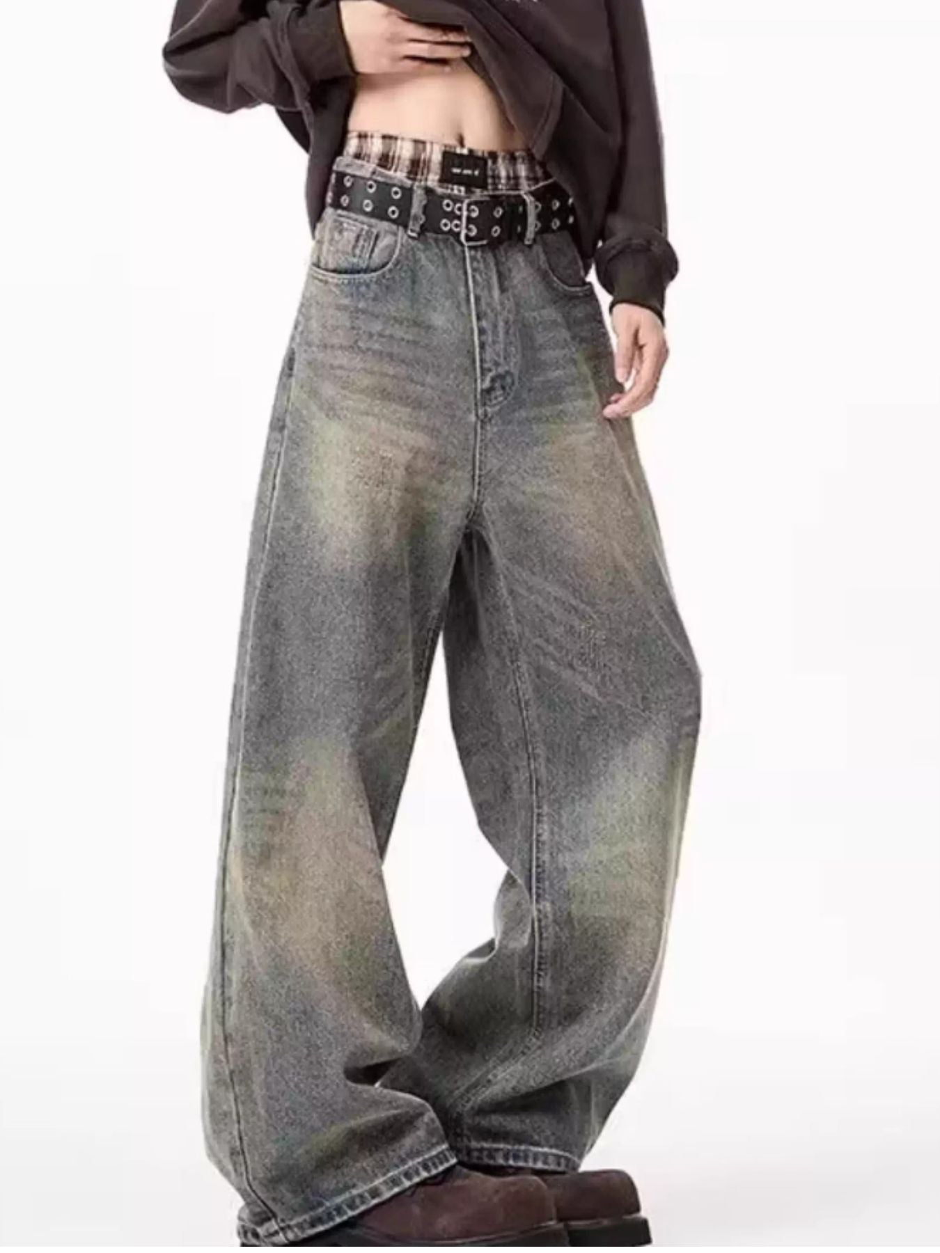 Men's Full Size Wash Wide Leg Jeans Plus Size by Partner Label