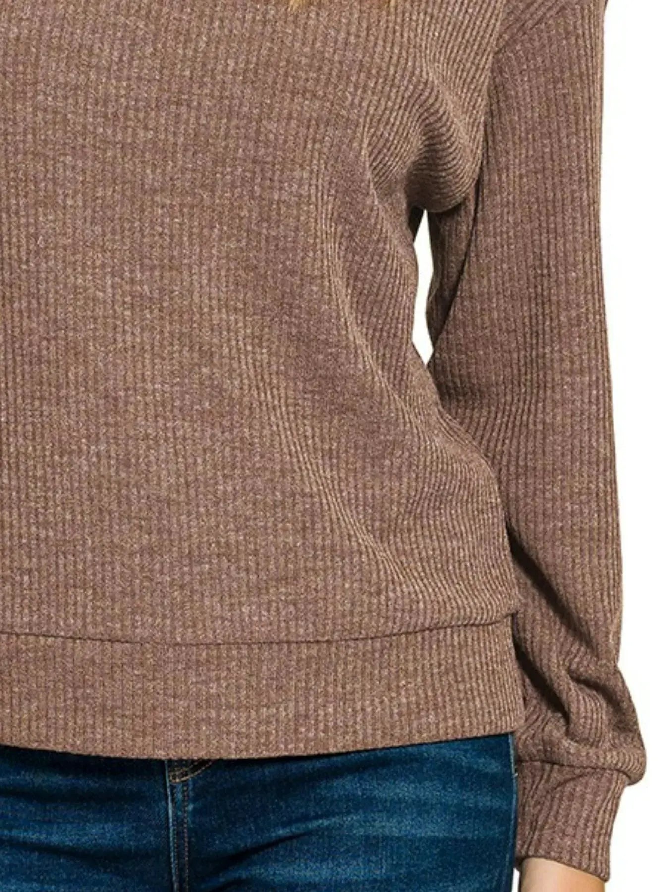Zenana Ribbed Long Sleeve Hoodie by Zenana