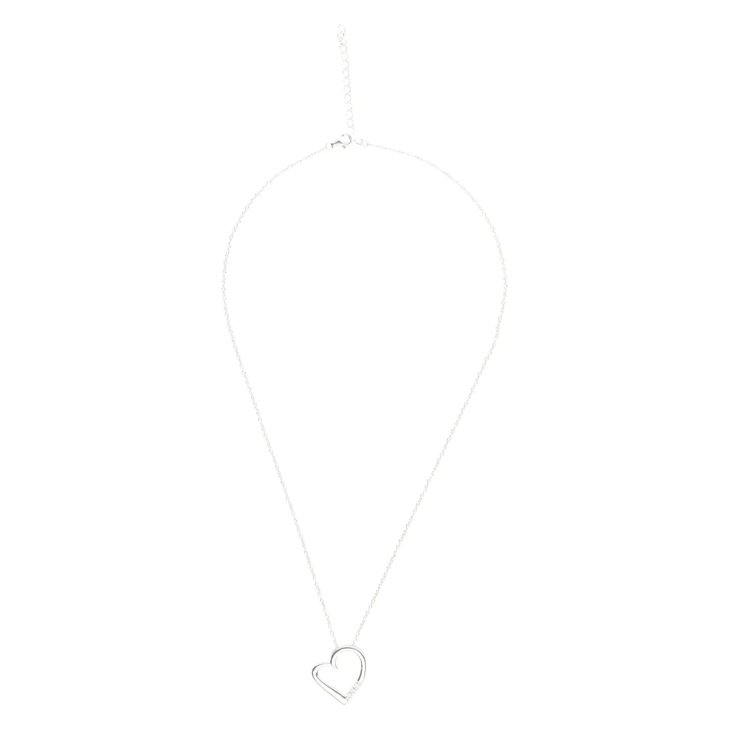 14K Silver Plated Necklace Love Heart Pave Pendant Necklace by Nichestar