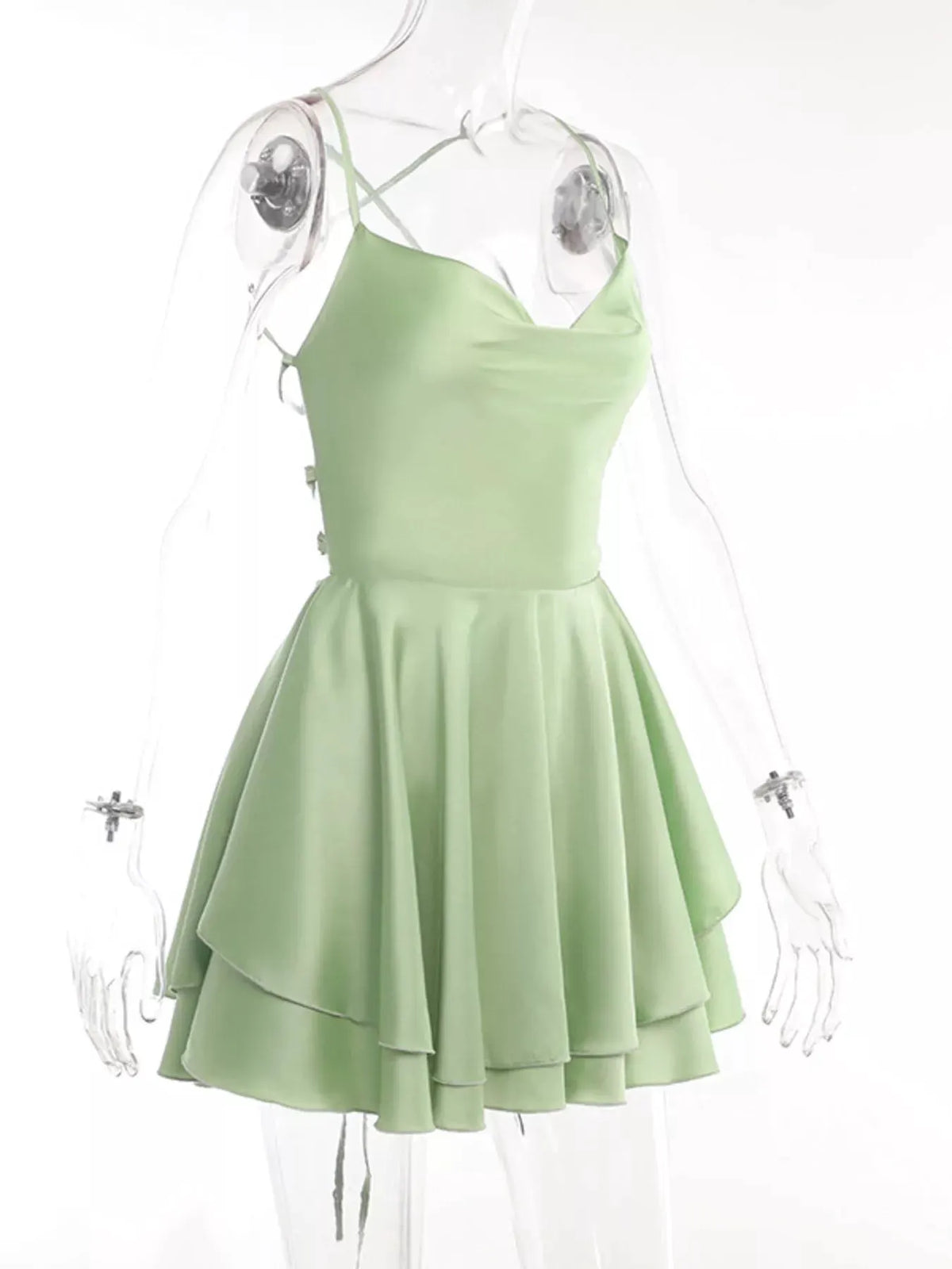 Backless Layered Ruffled Cami Dress by Partner Label