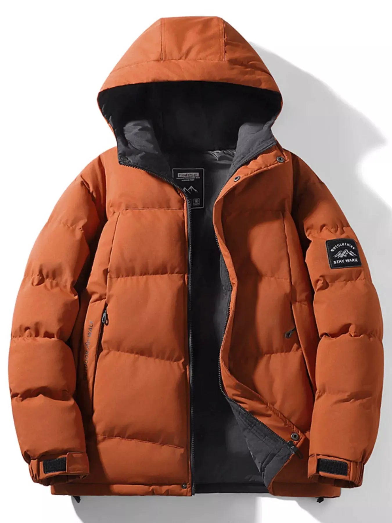 Men's Full Size Outdoor Padded Hooded Puffer Jacket Plus Size by Partner Label