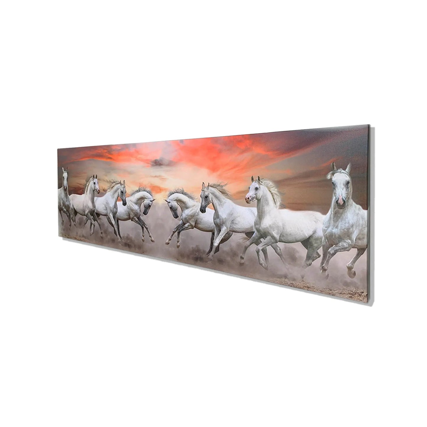 Arabian Horses and Fire Sky- Large Canvas Wall art- Wildlife Canvas Print by Gtaart.ca
