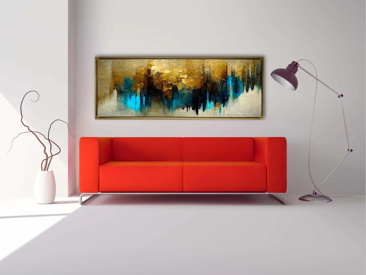 Gold and Blue Abstract-Canvas Wall art- Fine Art by Gtaart.ca