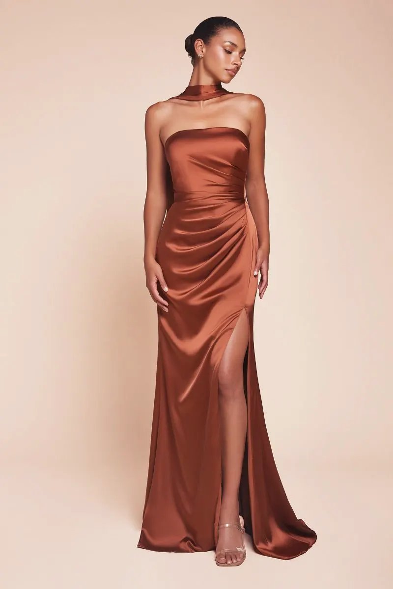 Strapless Satin Dress & Sash by Tux-USA