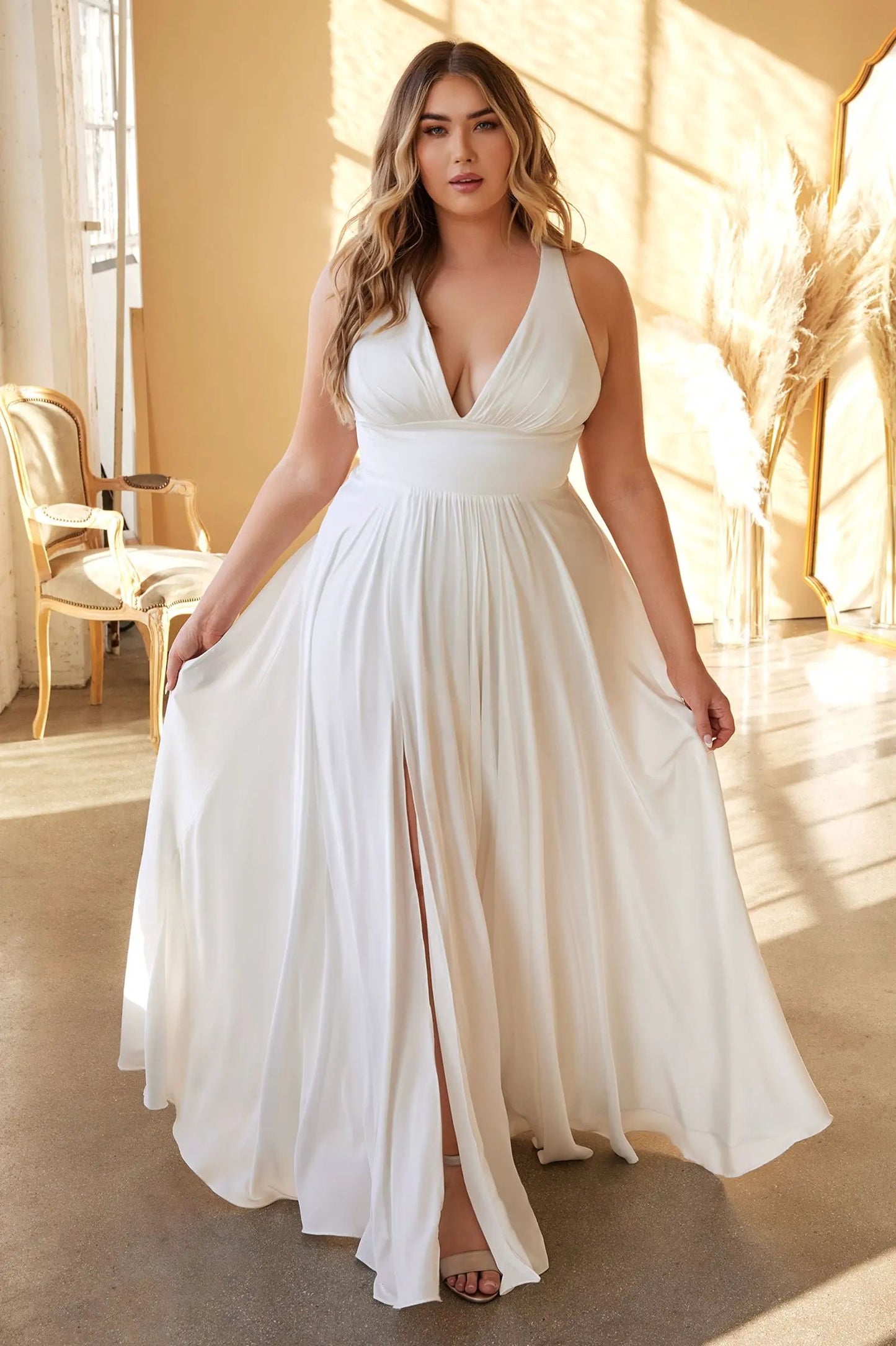 Plus Size Classic Soft Satin A-Line Dress by Tux-USA