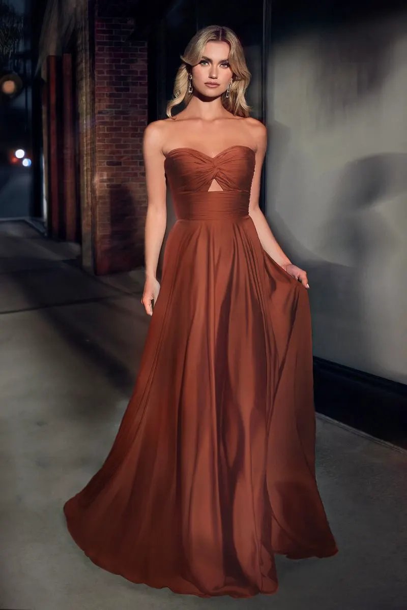 Strapless A-Line Satin Keyhole Dress by Partner Label