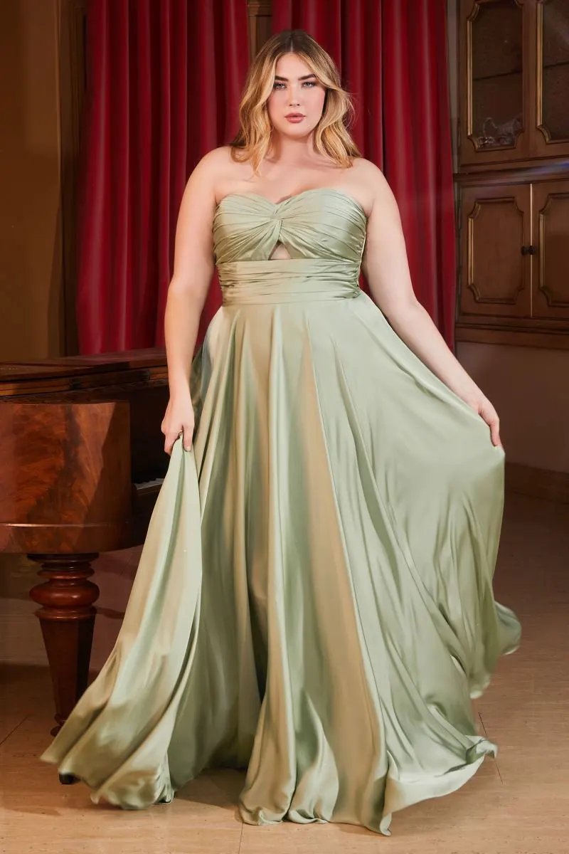 Satin Strapless Keyhole A-Line Dress by Partner Label