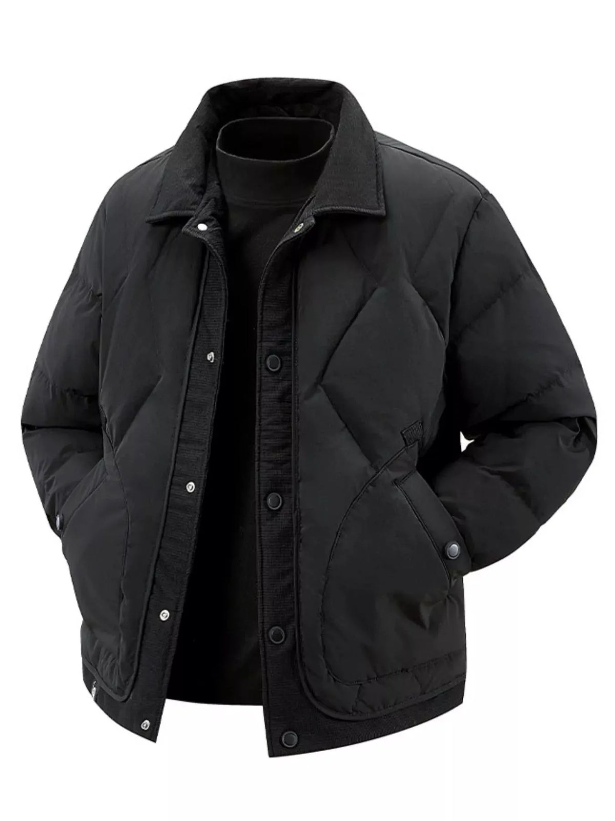 Men's Plus Size Quilted Snap-Down Padded Coat by Partner Label