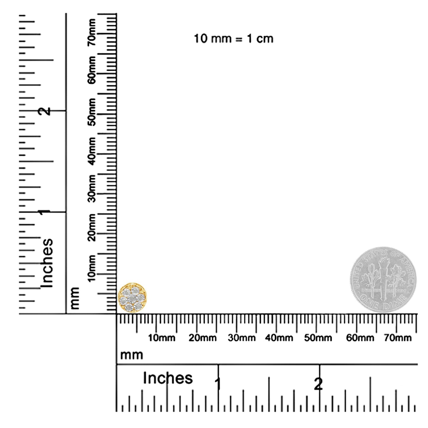 10K Yellow Gold over .925 Sterling Silver 1/7 Cttw Rose-Cut Miracle-Set Diamond Floral Cluster Button Stud Earrings (I-J Color, I3 Clarity)-4