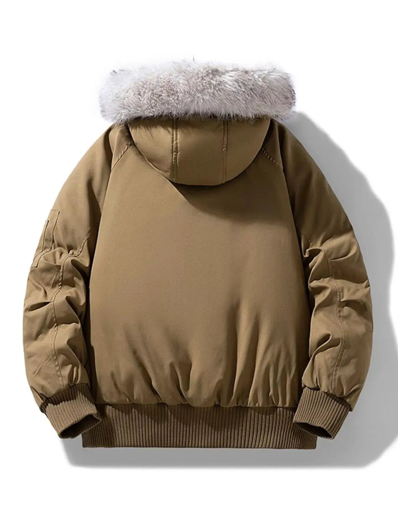 Men's Plus Size Faux Fur Hooded Padded Bomber Jacket by Partner Label