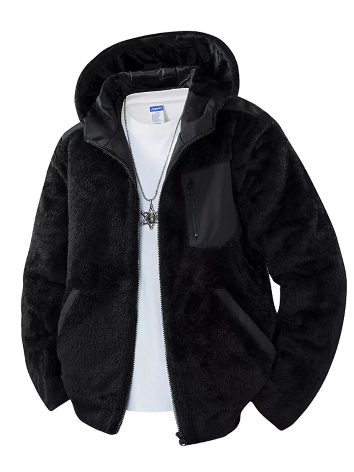Men's Zip Up Fleece Hooded Jacket by Partner Label