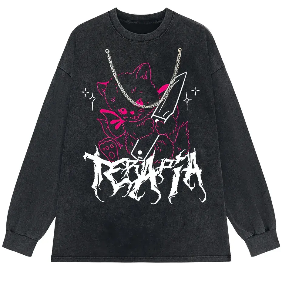 Men's Cute Anime E-Girl Kawaii T-Shirt Vintage Harajuku Streetwear Loose Fit by Vimost Shop