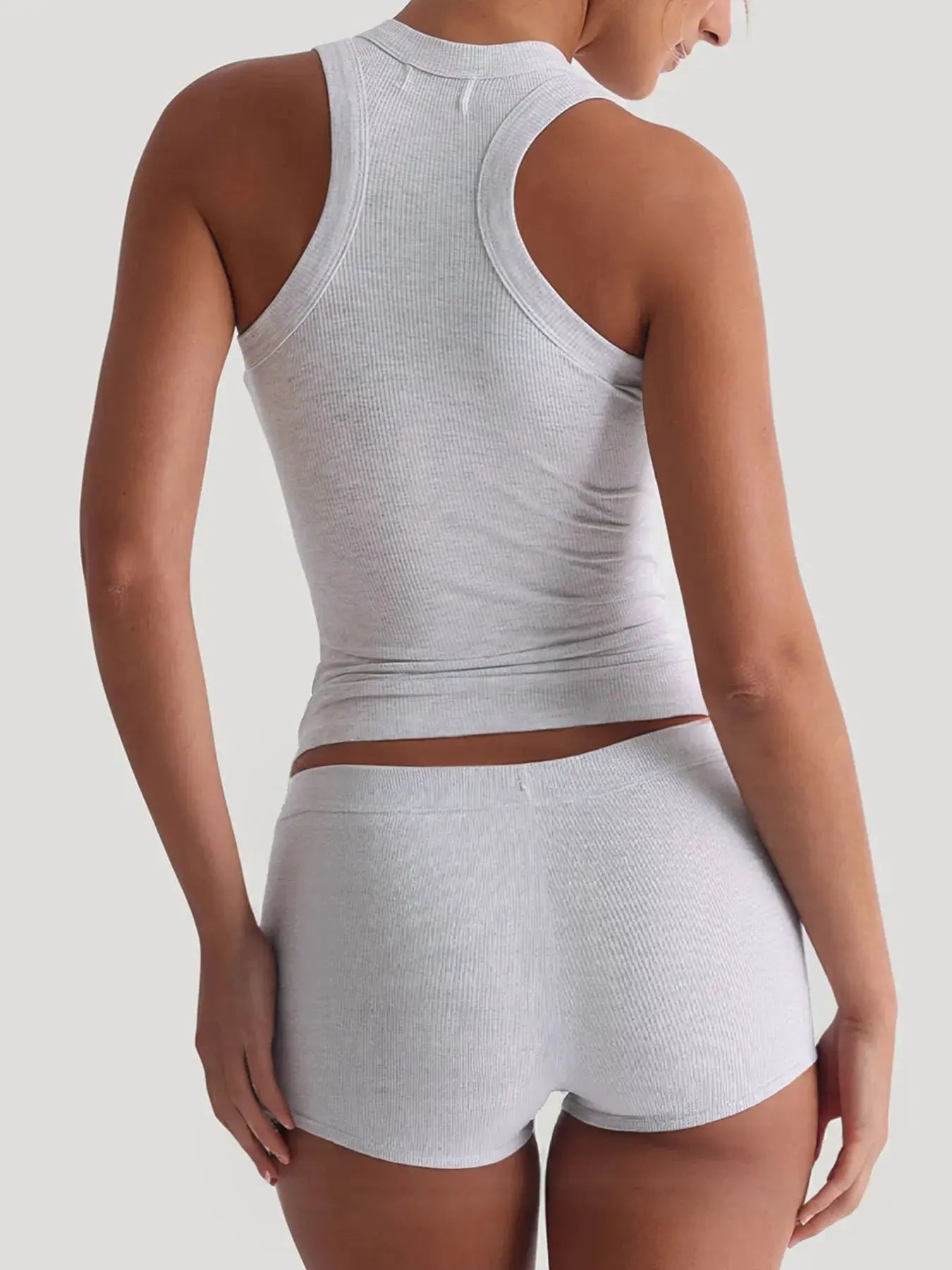 Ribbed Tank Top and Shorts Active Set by Trendsi
