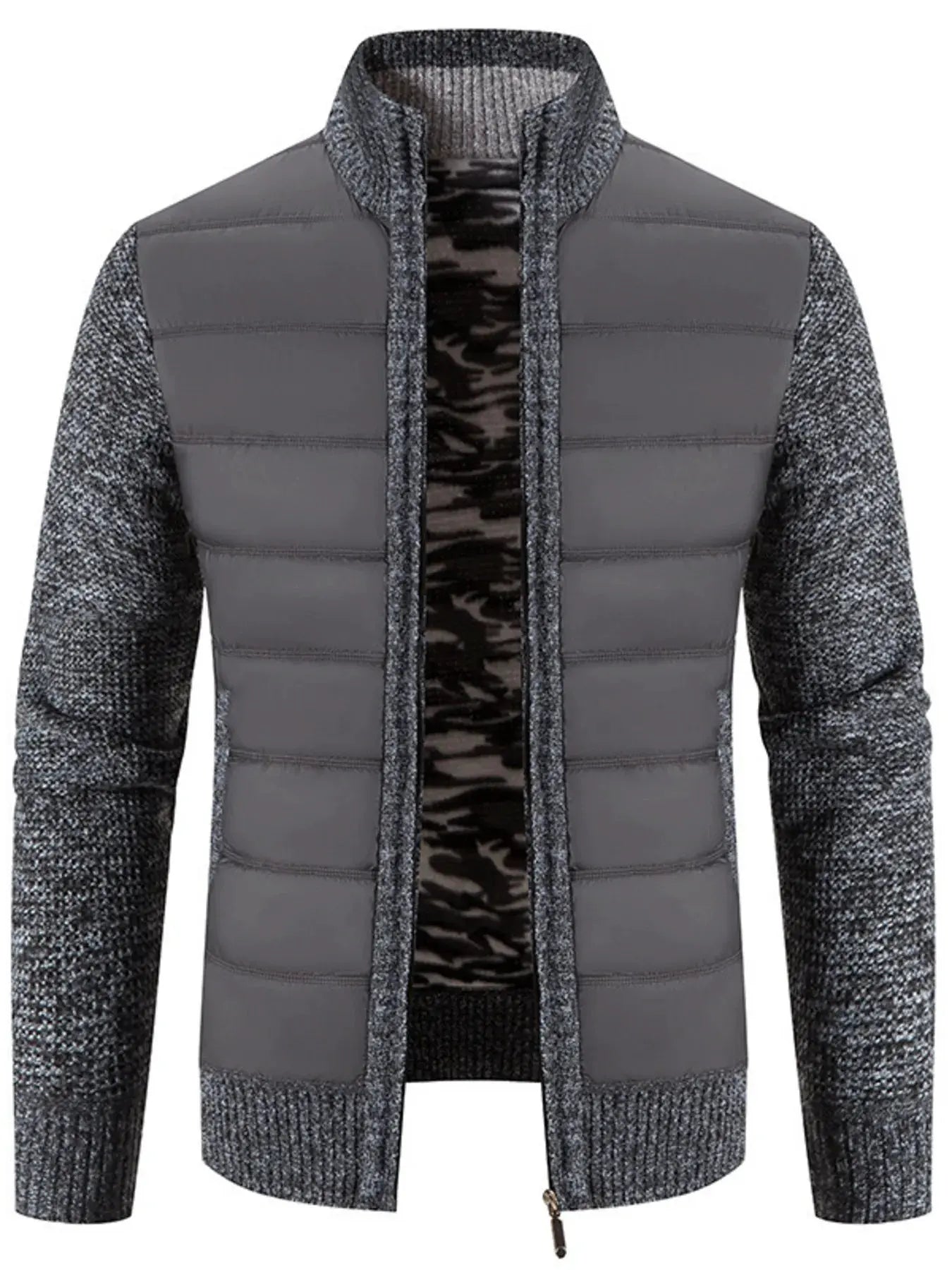 Men’s Plus Size Quilted Knit Bomber Jacket with Stand Collar | Partner Labels Selection by Partner Label