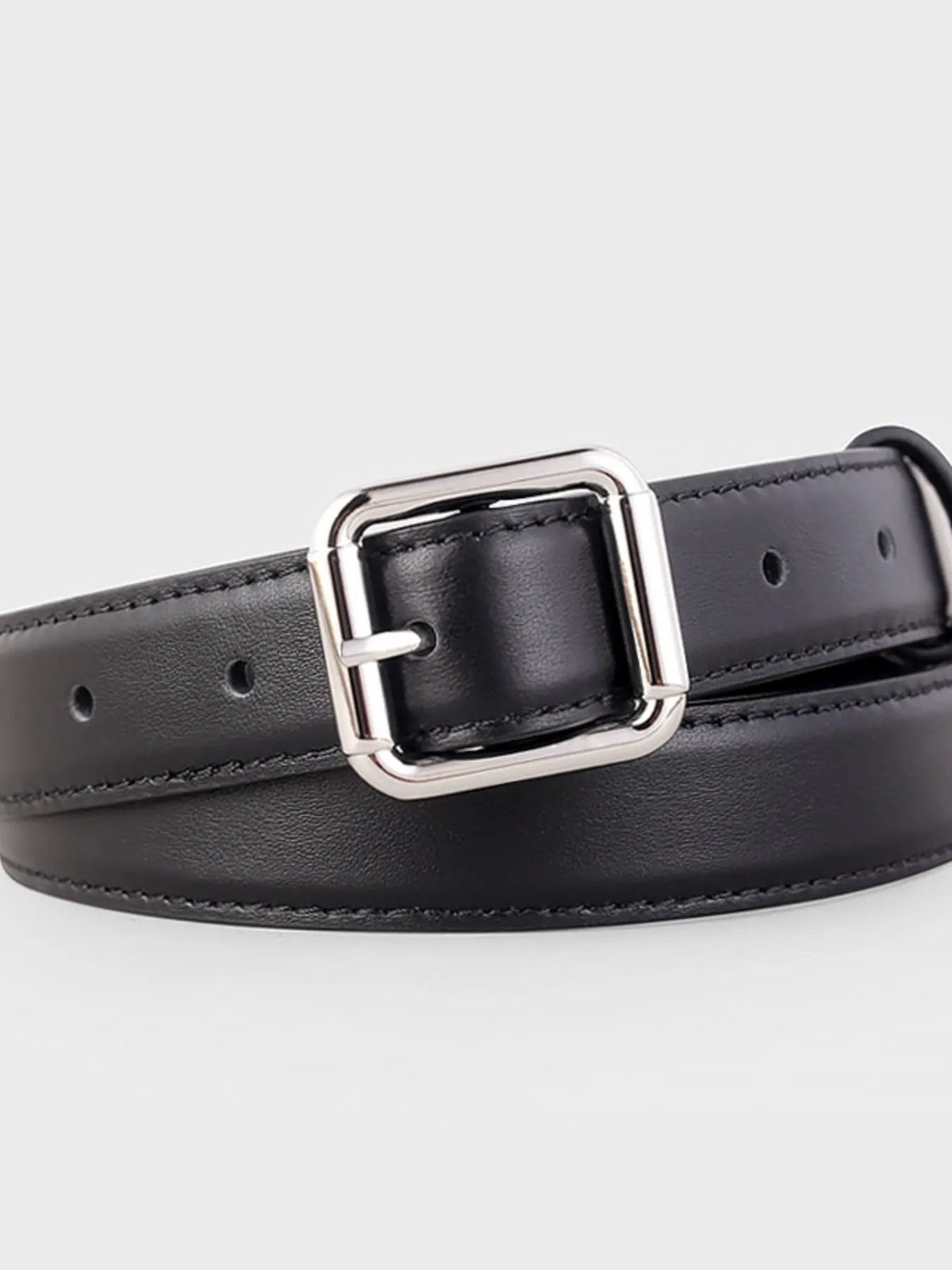 Square Buckle Leather Belt by Trendsi