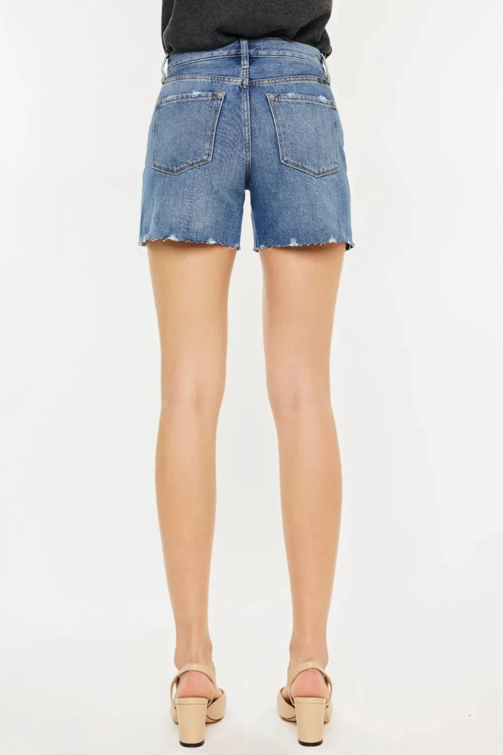 Kancan Distressed High Waist Denim Shorts by Kancan