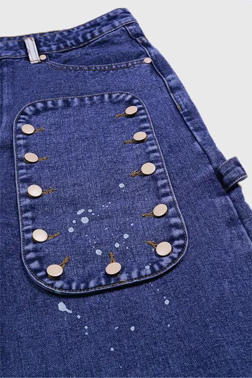 Tapestry Pattern Flared Denim Jeans by Partner Label