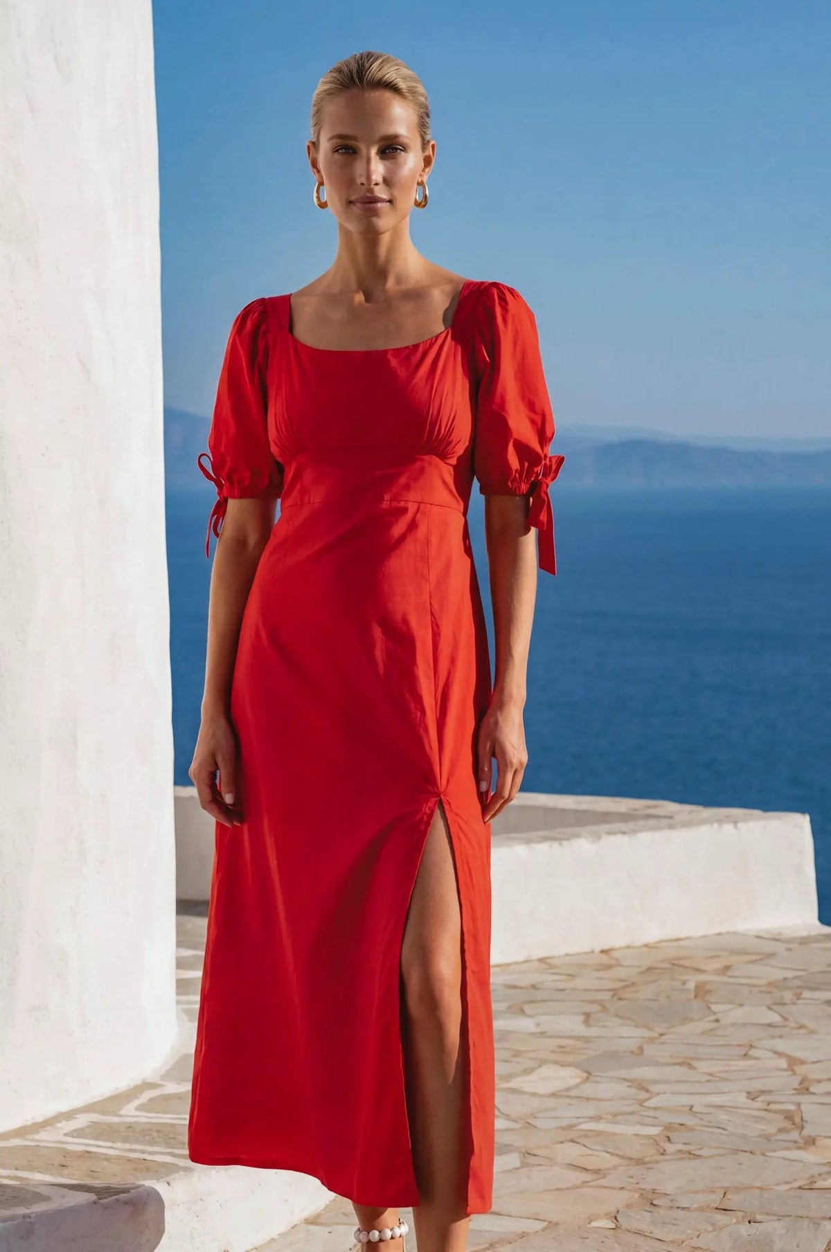 Cala Luna Puff Sleeve Midi Dress by ELF