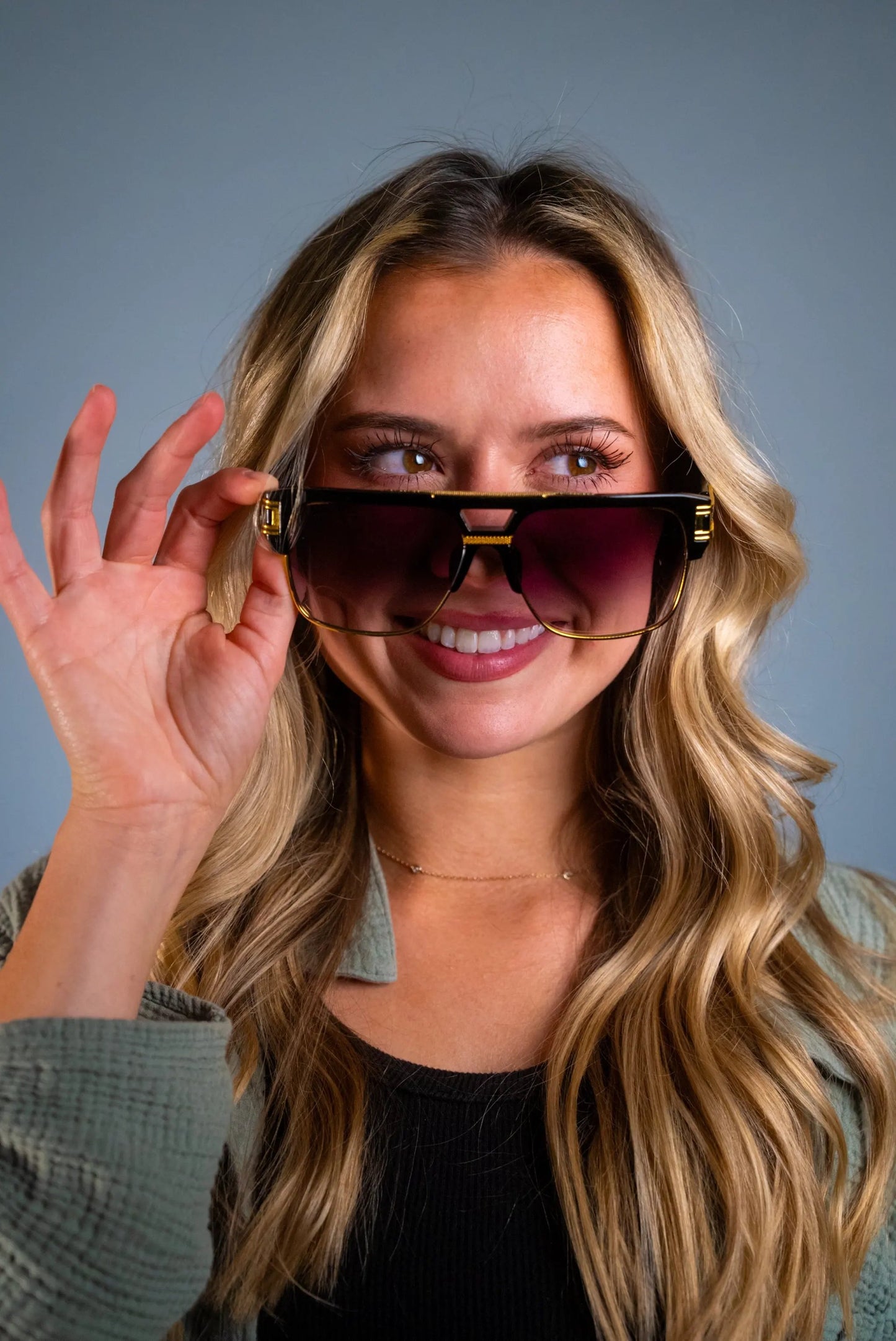 LUXURIANT™ SUNGLASSES - CAPITALS (Faded Black) by LADYBOSS GLASSES™