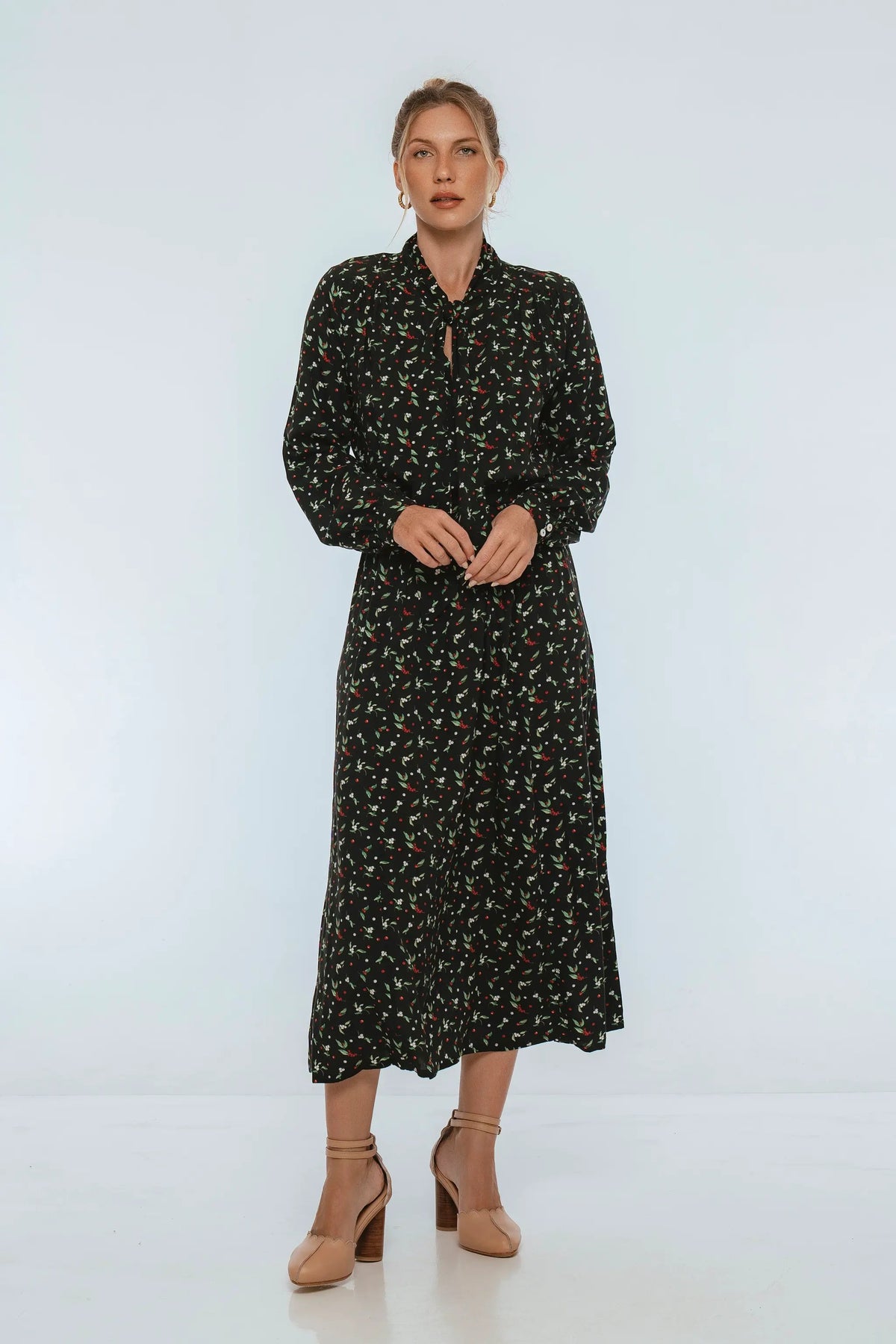 Evelina Long Sleeve Midi Dress by ELF