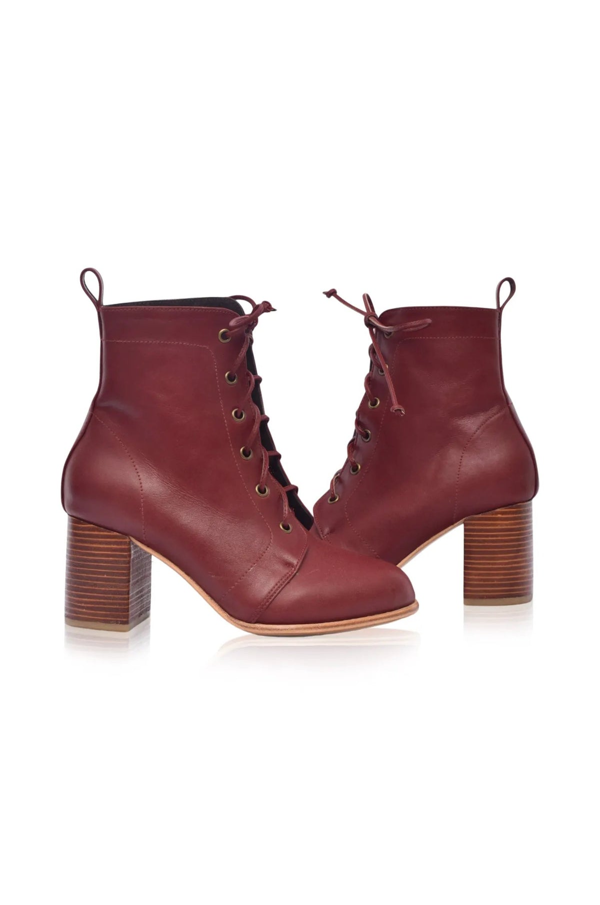 Giselle Lace-Up Leather Heel Booties by ELF