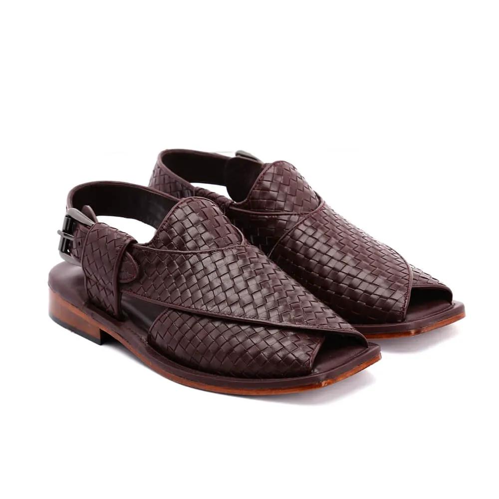 Lucas Handmade Leather Peshawari Chappal Sandals For Men Checkered Leather by Inland Leather