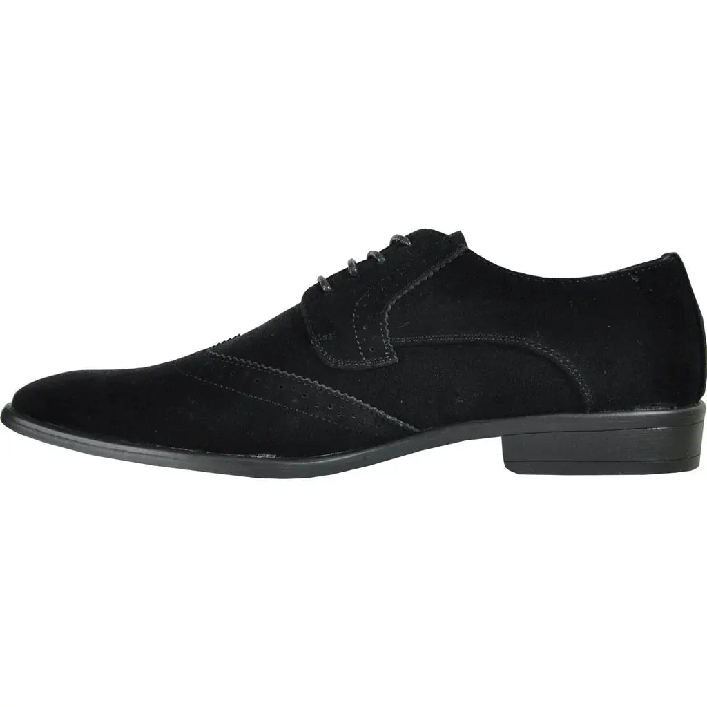 BRAVO Men Dress Shoe KING-3 Wingtip Oxford Shoe Black by Tux-USA