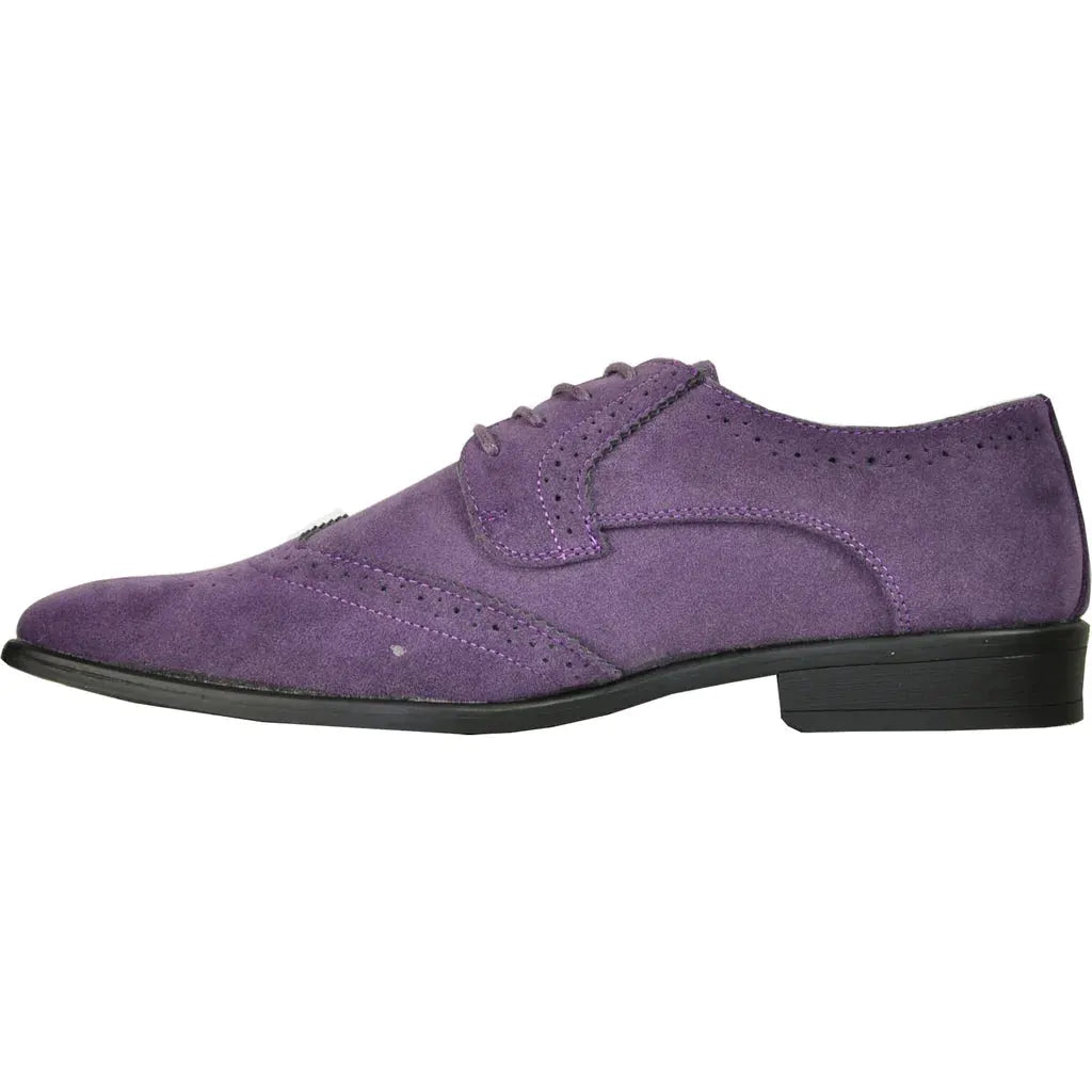 BRAVO Men Dress Shoe KING-3 Wingtip Oxford Shoe Purple by Tux-USA