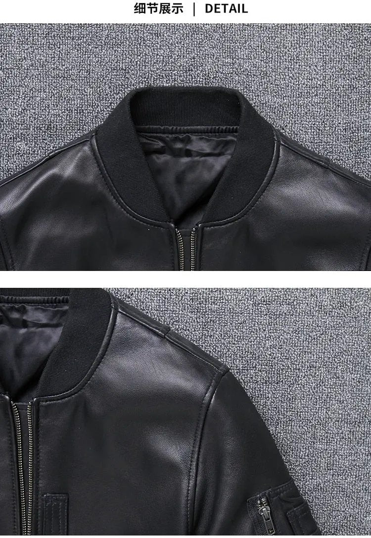 Khal Mens Genuine Leather MA-1 Jacket by Inland Leather Co.