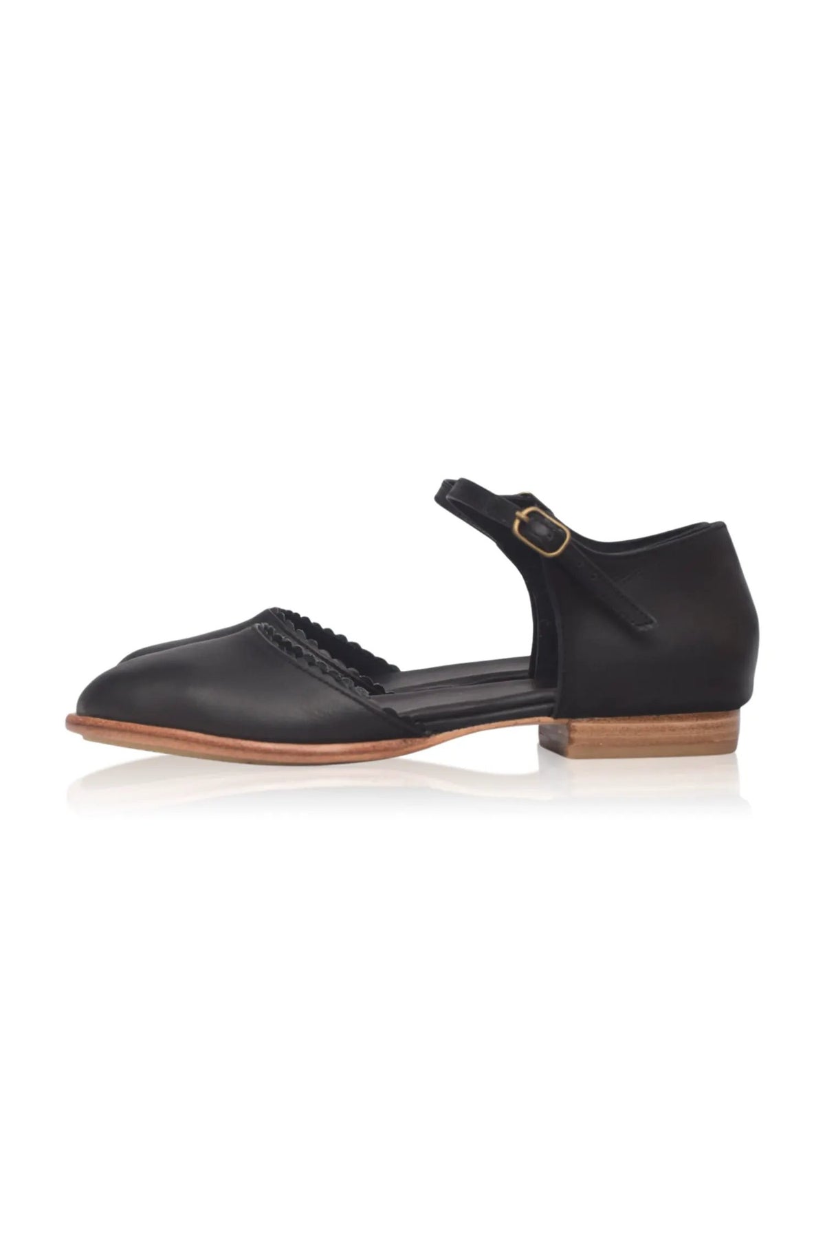 Laurel Scalloped D’Orsay Leather Flats by ELF