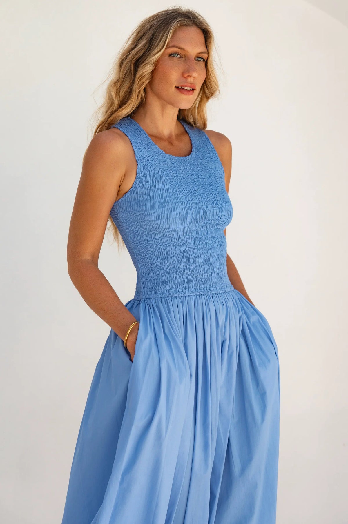 Lucciola Smocked Cotton Midi Dress by ELF