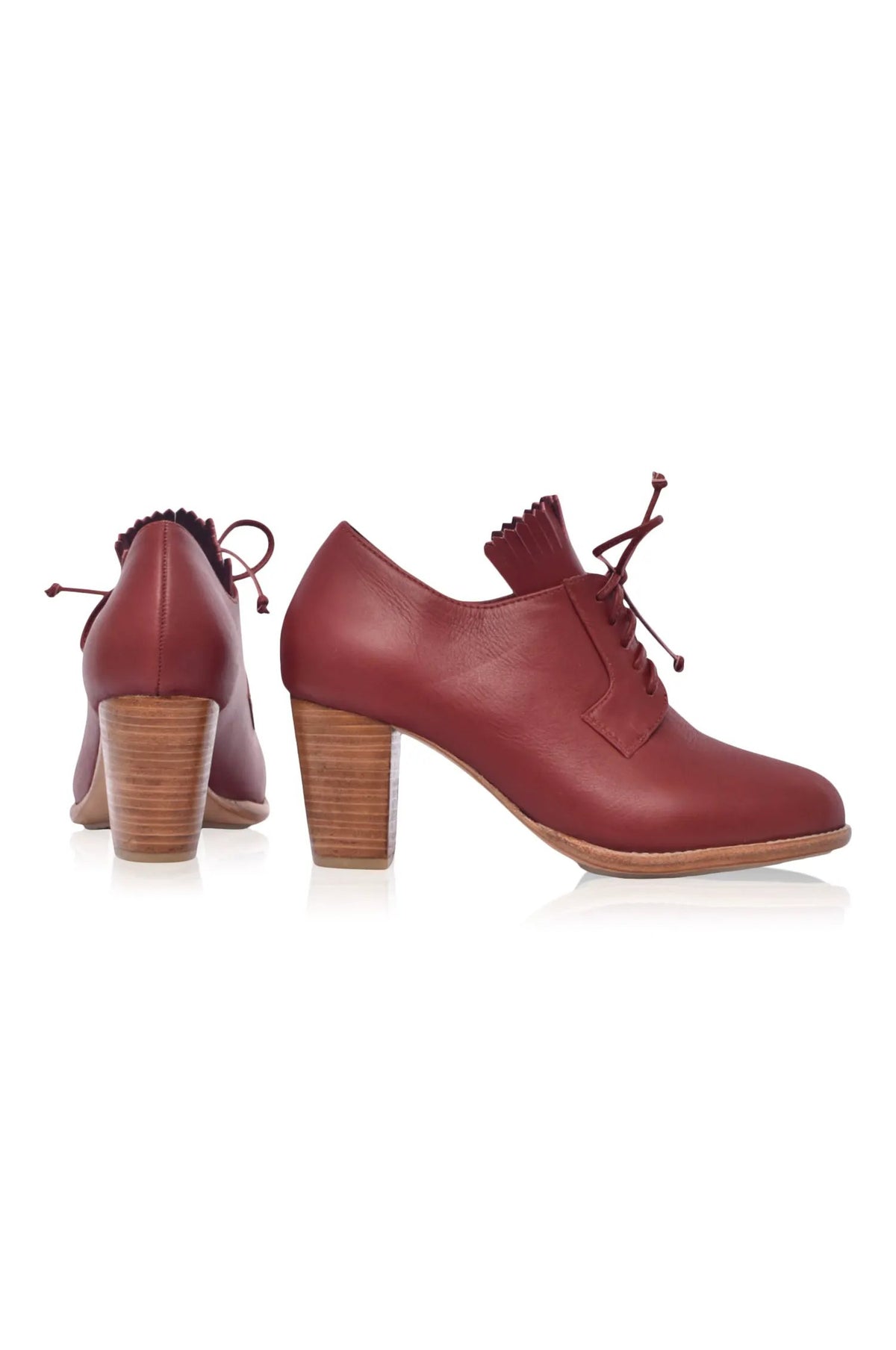 Lyon Lace-Up Leather Oxford Heels by ELF