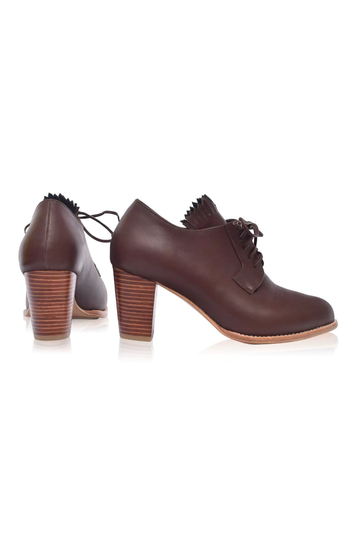 Lyon Lace-Up Leather Oxford Heels by ELF