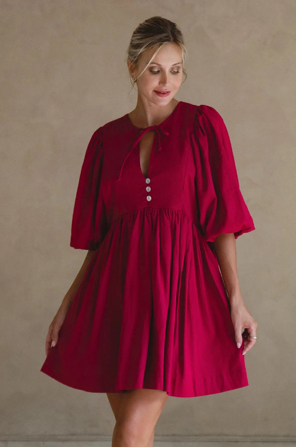 Maribelle Babydoll Linen Mini Dress by ELF