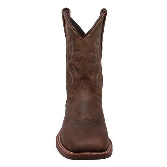 Men's 11" Western Sqaure Toe Brown Leather Boots by AdTec