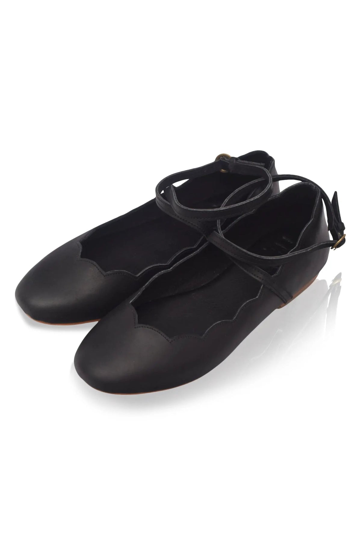 Myrelle Criss-Cross Leather Ballet Flats by ELF