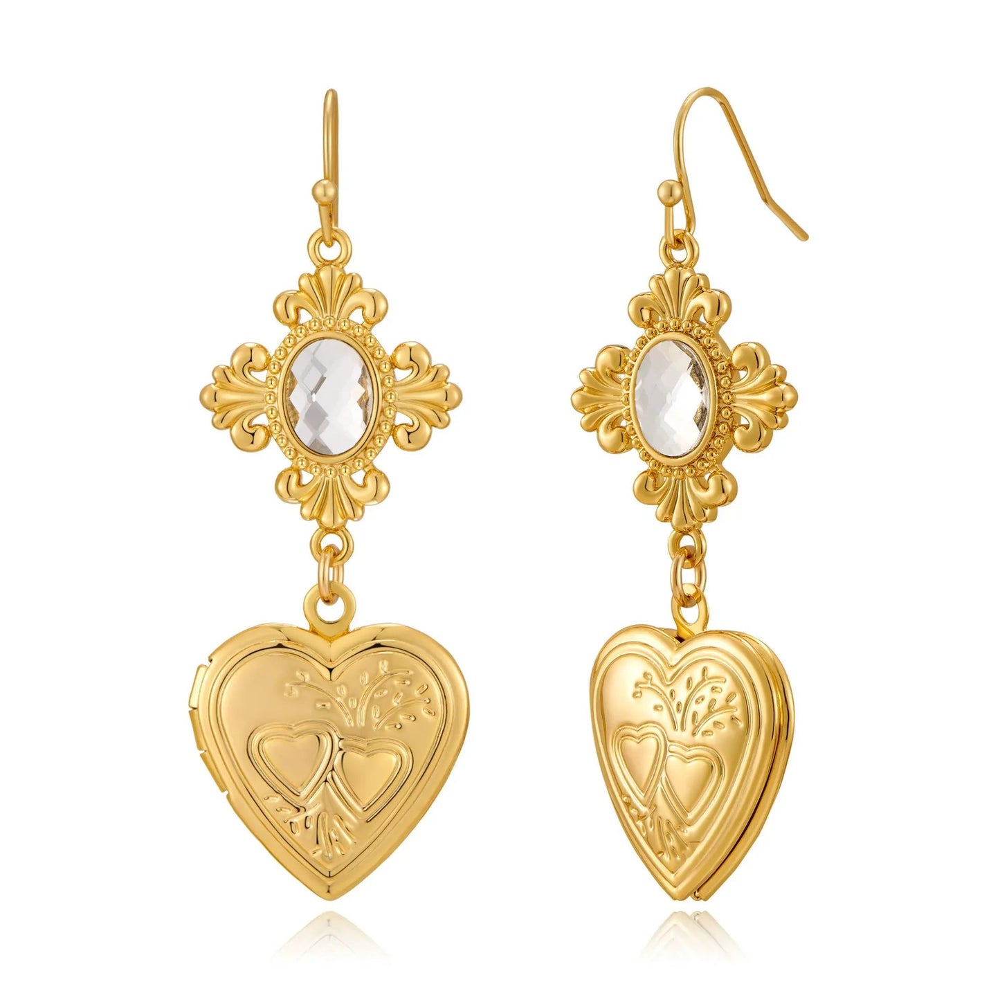 Palace retro temperament earrings, Spring and Autumn fashion peach heart earrings, high-end earrings, French earrings by Dropsure