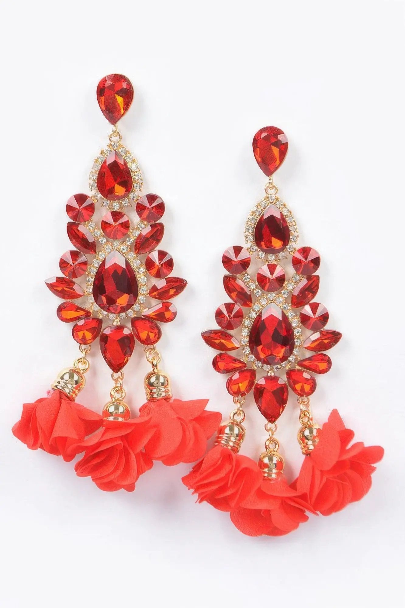 PARK AVENUE Multi Rhinestone Flower Drop Earrings: BYMANYC ® New York by BYMANYC ® New York