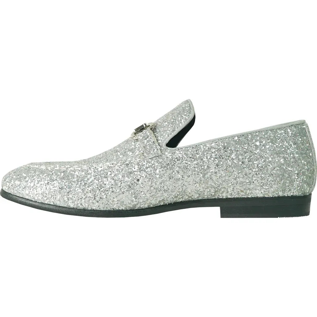 "Bravo" Silver Glitter Tuxedo & Prom Shoes by Tux-USA