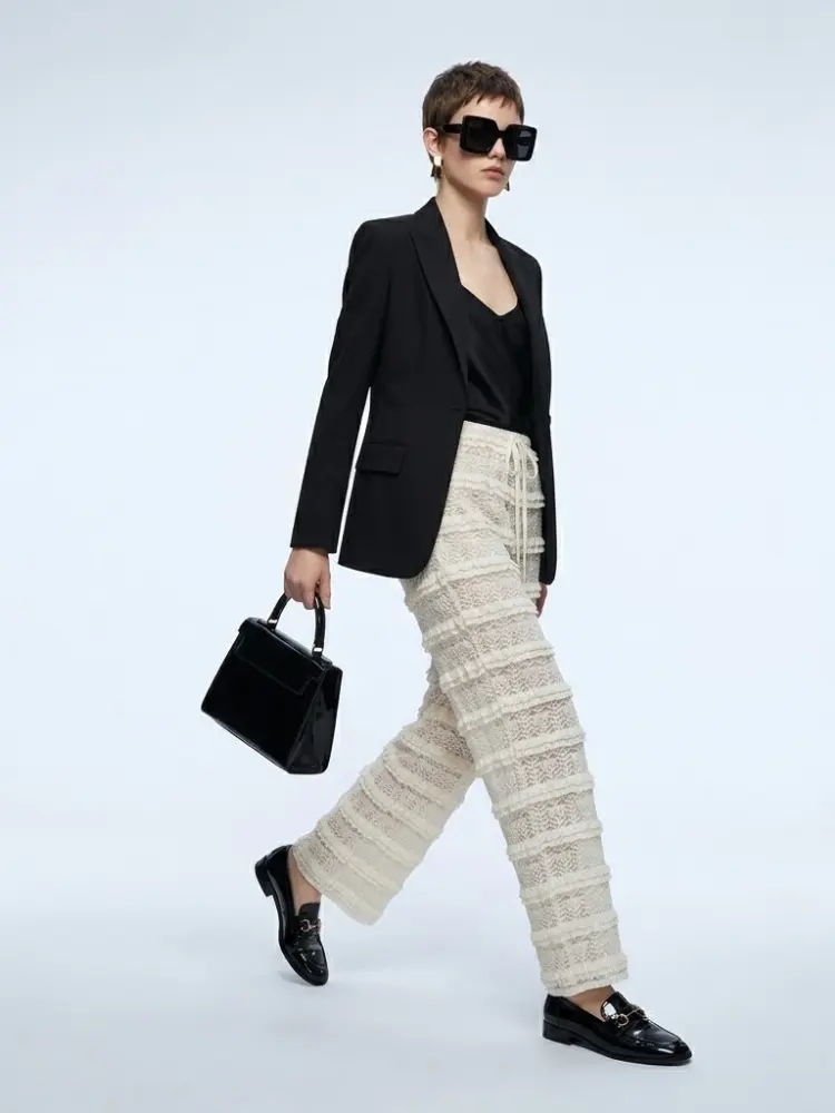 Women's Crochet Lace Pants BYMANYC ® New York HAMPTONS CREAM WIDE LEG - New Collection by BYMANYC ® New York