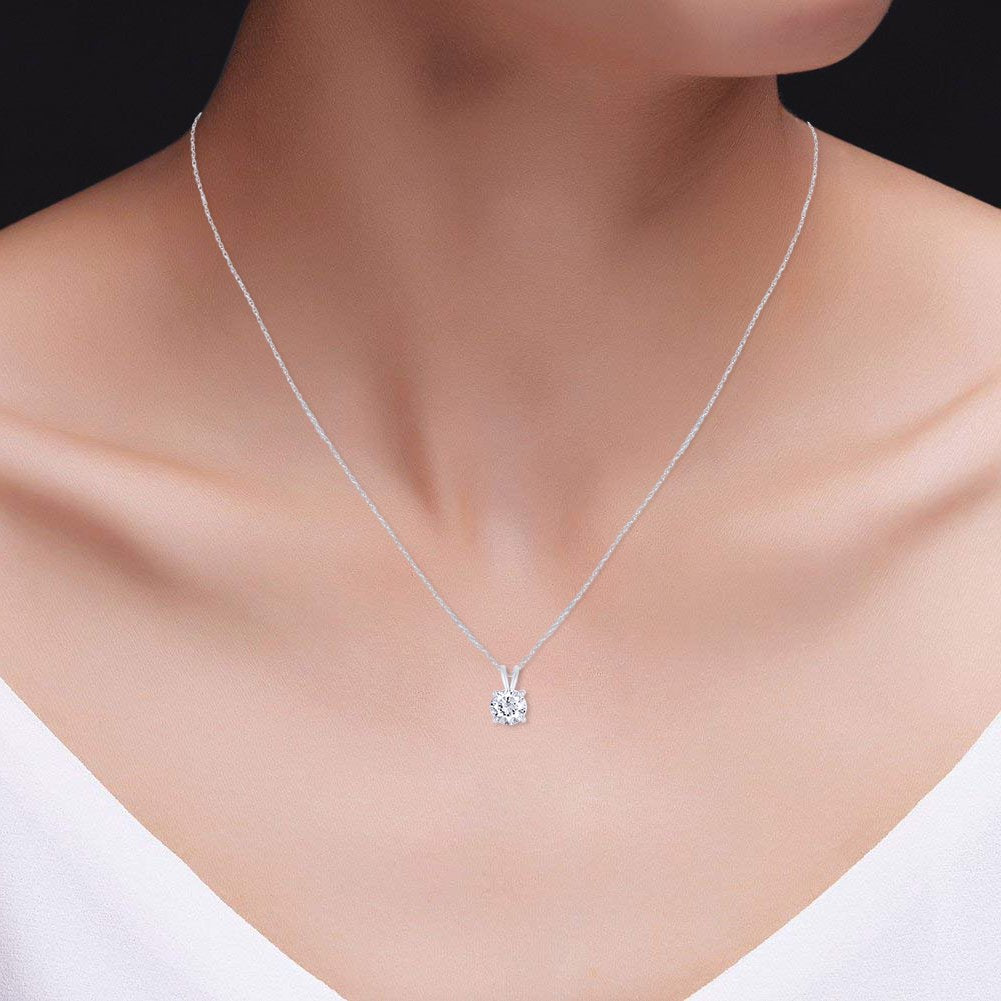 2.00 CTW Created Moissanite Solitaire Pendant Necklace – 14K Gold