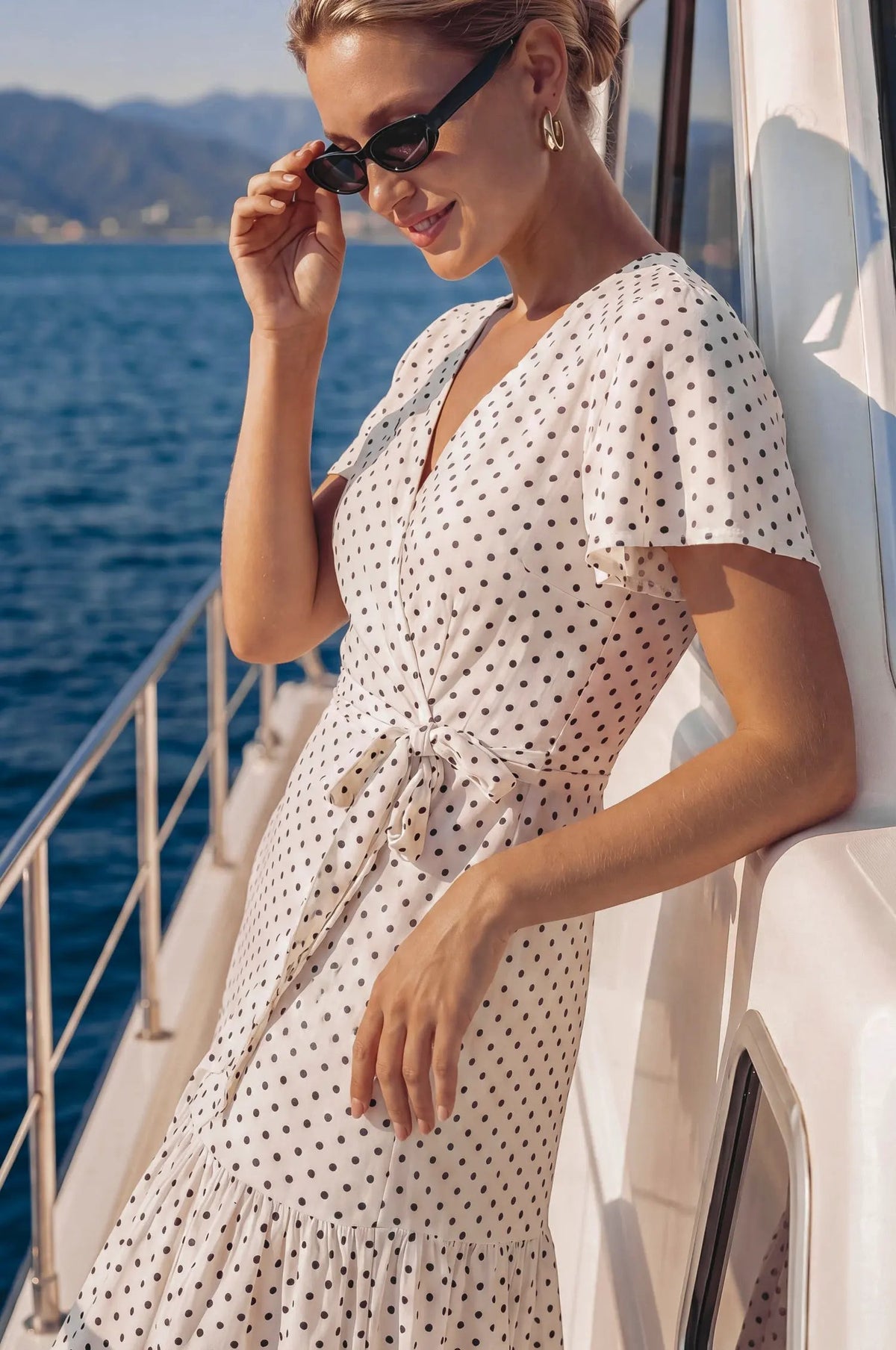 Persea Cotton Wrap Midi Dress by ELF
