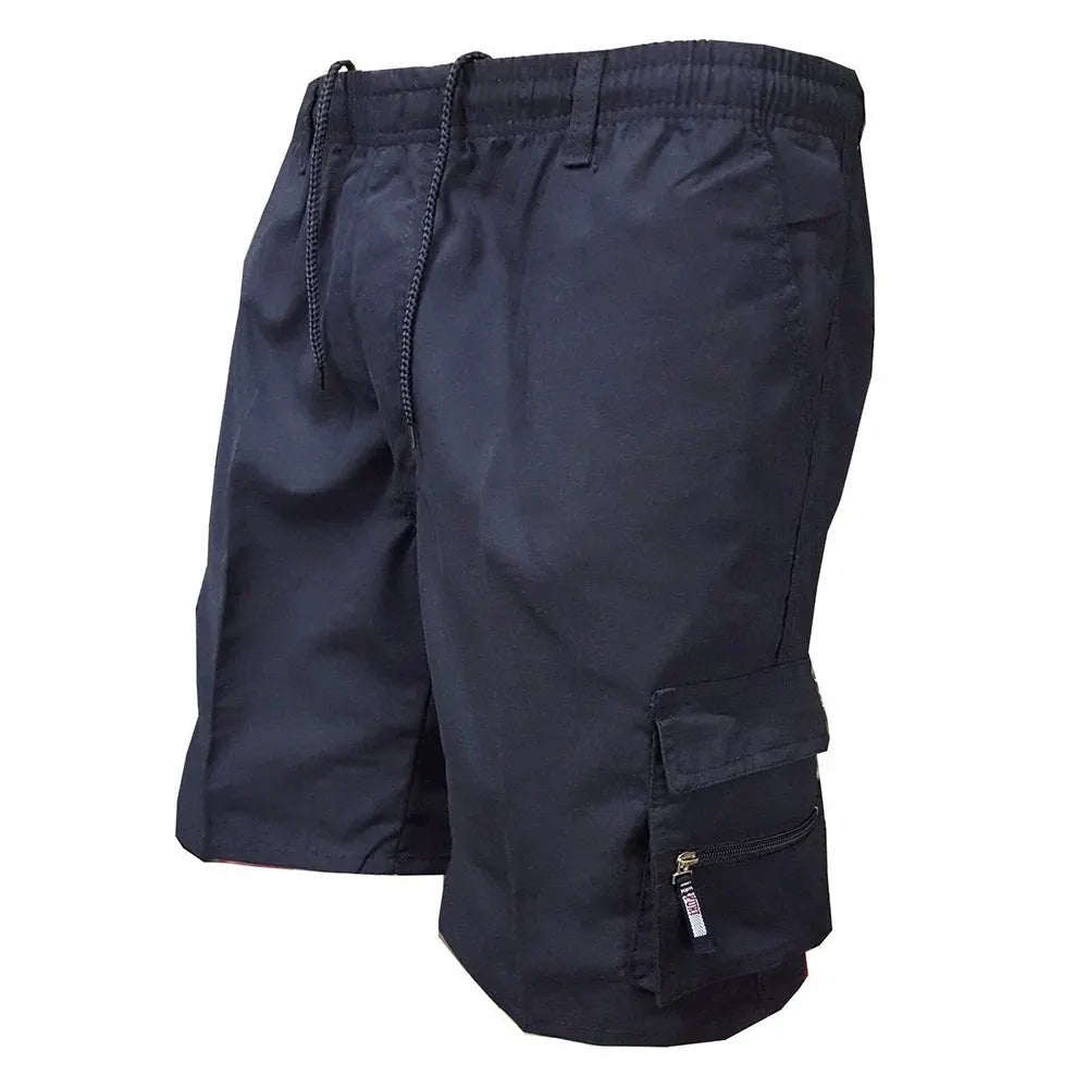 Men's Loose-Fit Cargo Shorts with Drawstring Waist and Multiple Pockets by Vimost Shop