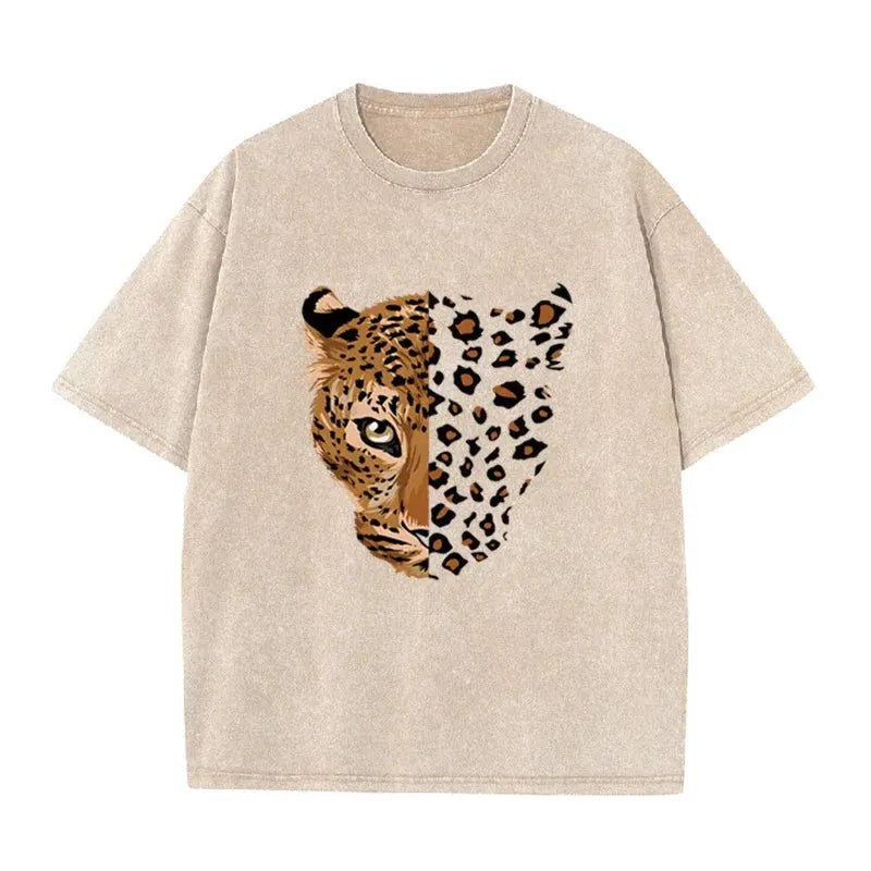 Vintage Purple Leopard Graphic T Shirt Animal Print Acid Wash Oversized Tee by Vimost Shop