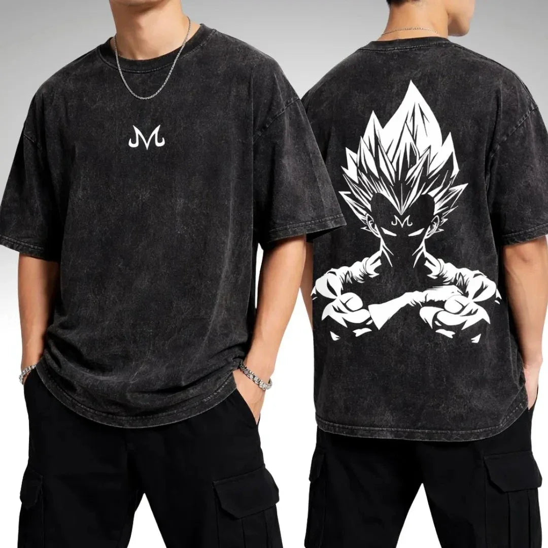 Anime Graphic Washed Oversized T-Shirt Cotton Streetwear Tee-1