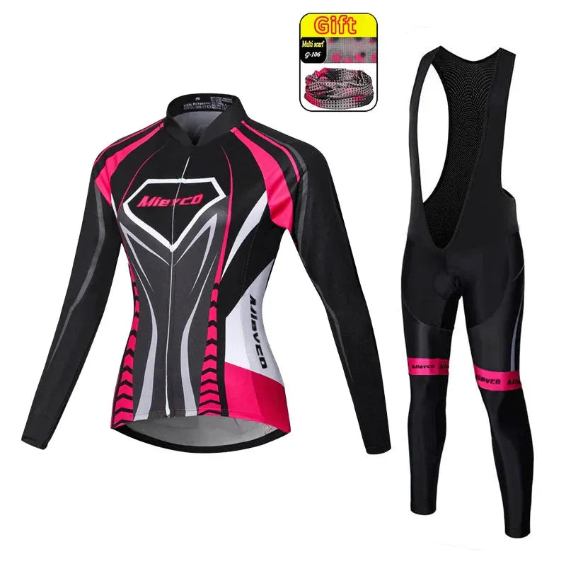 Women Long Sleeve Cycling Jersey Set MTB Bike Pants Kit Breathable Sportswear by Vimost Shop